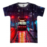 3D футболка с ночным городским пейзажем