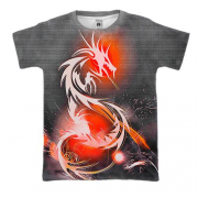 3D футболка с  белым драконом
