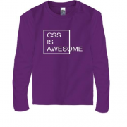 Детская футболка с длинным рукавом с надписью "Css is awesome"