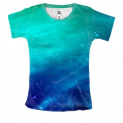 Женская 3D футболка с бирюзовым космосом