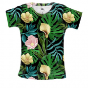 Женская 3D футболка с цветами и листьями