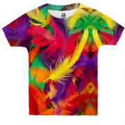 Детская 3D футболка с яркими перьями