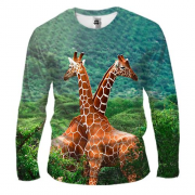 Мужская 3D футболка с длинными рукавами с жирафами