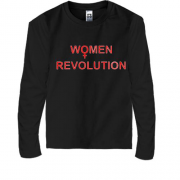 Детская футболка с длинным рукавом с надписью "women revolution"