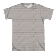 3D футболка з білою цегляною стіною