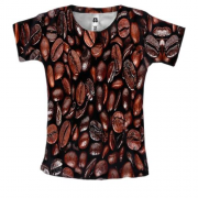 Женская 3D футболка с зернами кофе