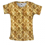 Женская 3D футболка с золотыми обоями