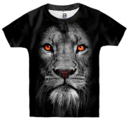 Детская 3D футболка с черно-белым львом
