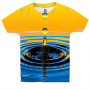 Детская 3D футболка С желто-синей каплей воды