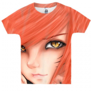 Детская 3D футболка с аниме девушкой с оранжевыми волосами