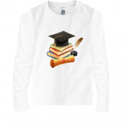Детская футболка с длинным рукавом c книгами и пером "студент"