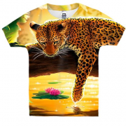 Детская 3D футболка с тигром в джунглях