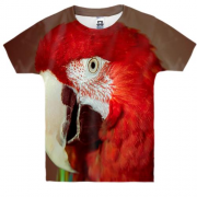 Детская 3D футболка с красным попугаем