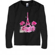 Детская футболка с длинным рукавом с Парижем в розовых тонах