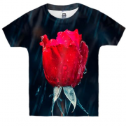 Дитяча 3D футболка з трояндою під дощем