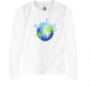 Детская футболка с длинным рукавом с самолётом "вокруг света"