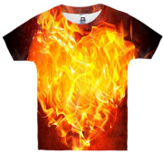 Детская 3D футболка с огненным сердцем