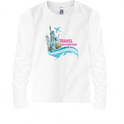 Детская футболка с длинным рукавом c надписью "travel background