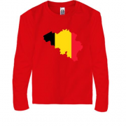 Детская футболка с длинным рукавом c картой-флагом Бельгии
