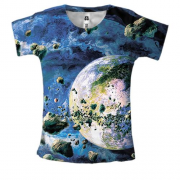 Женская 3D футболка с поясом астероидов