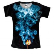 Женская 3D футболка с горящей спичкой