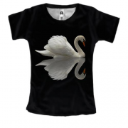 Женская 3D футболка с лебедем