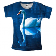 Женская 3D футболка с лебедем на пруду