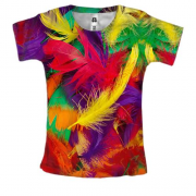 Женская 3D футболка с яркими перьями