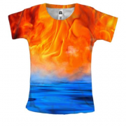 Жіноча 3D футболка Вода і полум'я