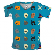 Женская 3D футболка Halloween pattern attributes