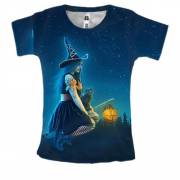 Женская 3D футболка Ведьма на метле 2