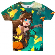 Дитяча 3D футболка Anime girl and halloween cat