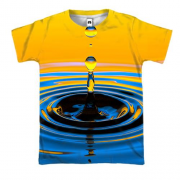 3D футболка С желто-синей каплей воды