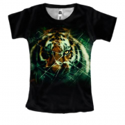 Женская 3D футболка Тигр за разбитым стеклом