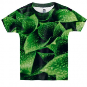 Детская 3D футболка Паттерн зеленые листья