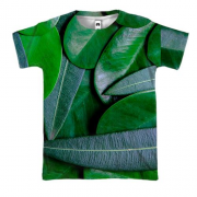 3D футболка Green leaves pattern 4