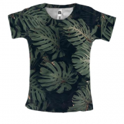 Женская 3D футболка Green leaves pattern 3