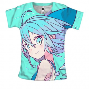 Женская 3D футболка Blue anime girl