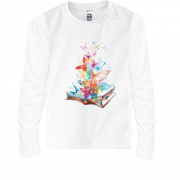 Детская футболка с длинным рукавом c книгой и бабочками