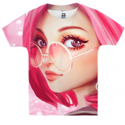 Дитяча 3D футболка Pink anime girl