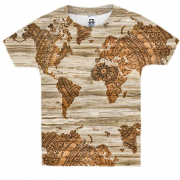Дитяча 3D футболка з мореплавательской картою світу