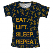 Жіноча 3D футболка Eat Lift Sleep Repeat
