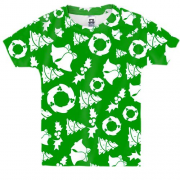 Детская 3D футболка Christmas green pattern