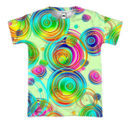 3D футболка Rainbow circles on the water