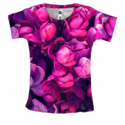 Жіноча 3D футболка Purple petals pattern