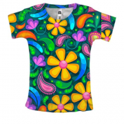 Жіноча 3D футболка Art flowers pattern