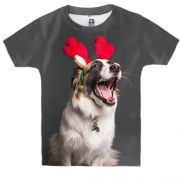 Детская 3D футболка New Year dog 3