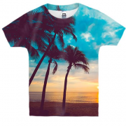 Дитяча 3D футболка Palm trees and sunset