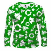 Чоловічий 3D лонгслів Christmas green pattern
