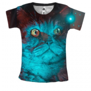 Женская 3D футболка Кот с подсветкой